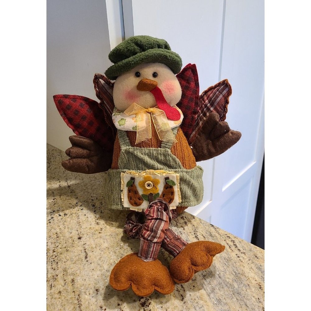 Homerbest Plush Felt Weighted Thanksgiving Turkey Stuffed Animal Apron Hat
